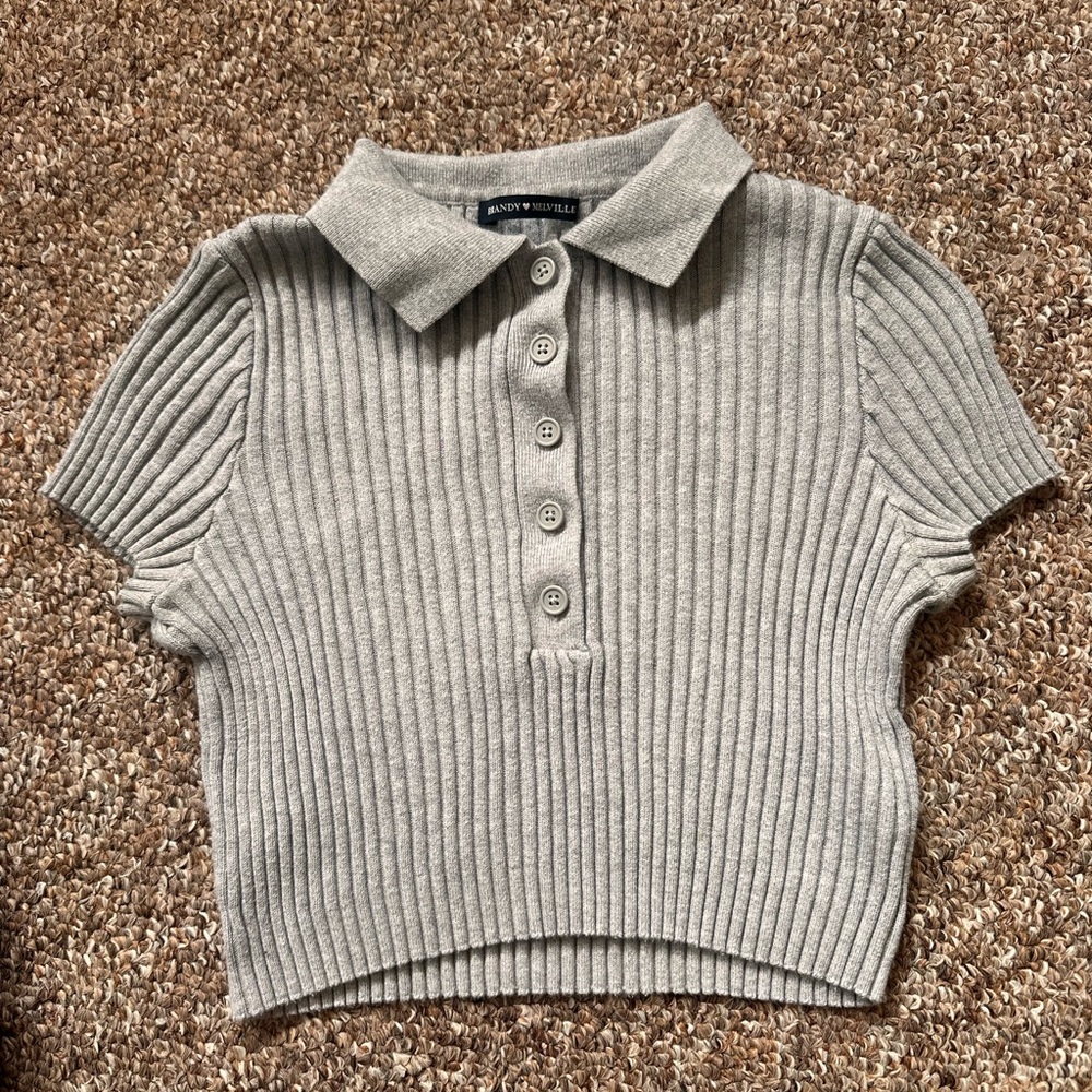 brandy melvile cropped ribbed tee